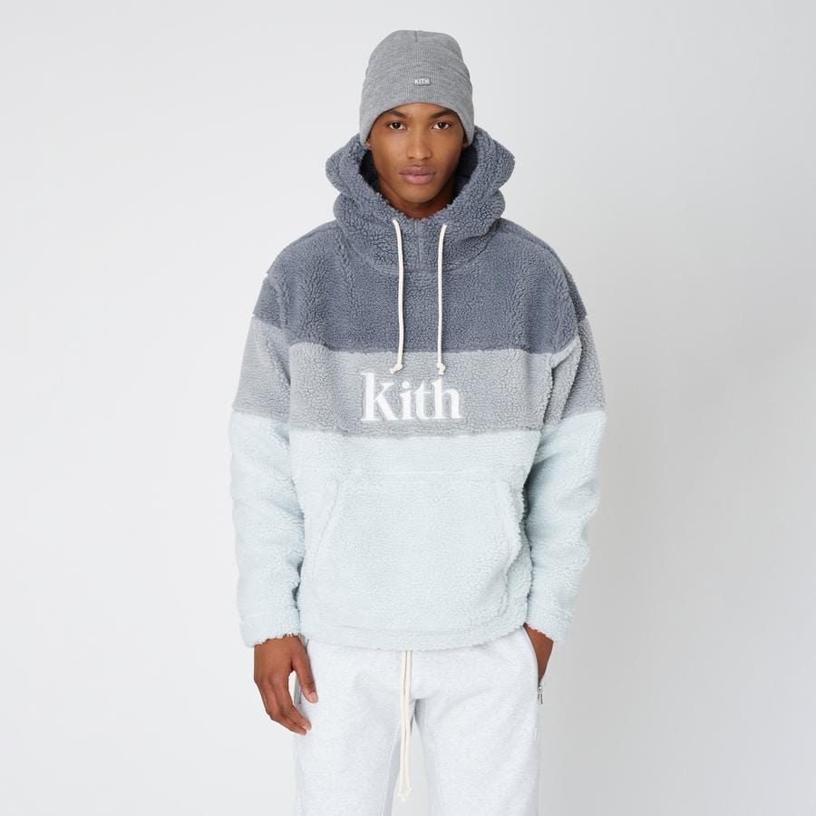 Kith Sherpa Double Pocket Hoodie Pearl Blue — XXS — Detail View