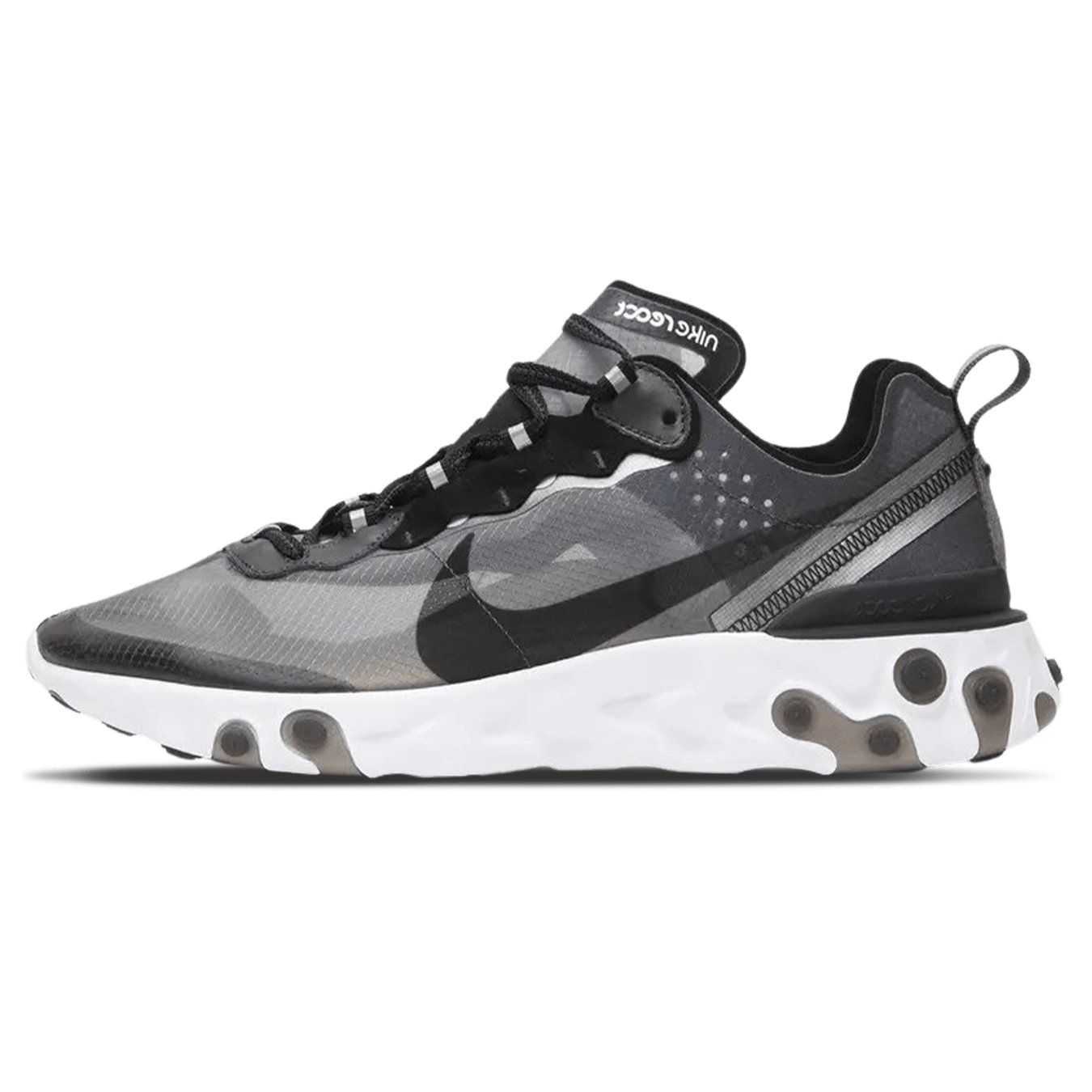 Nike React Element 87 Black White — UK 3 | EU 35.5 | US 3.5 — Front View