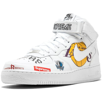 Supreme x NBA x Air Force 1 Mid 07 'White' — UK 3 | EU 35.5 | US 3.5 — Back View