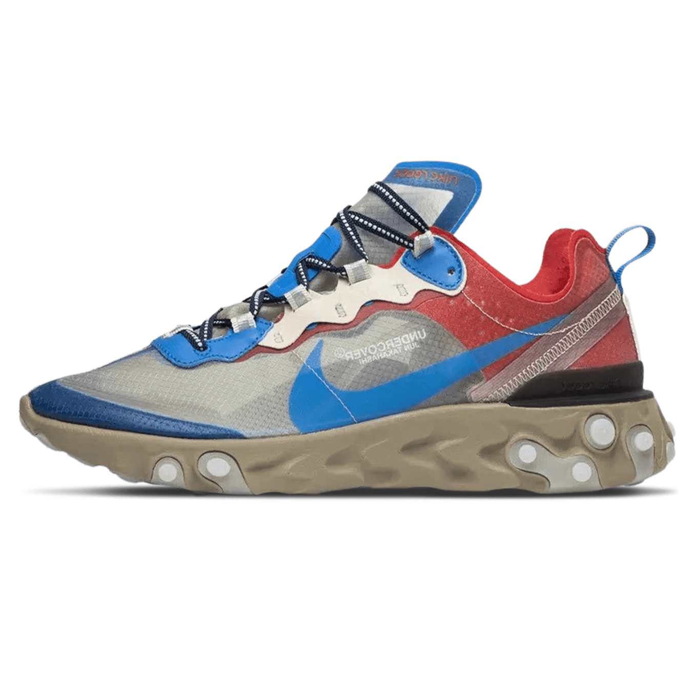 Undercover x Nike React Element 87 Khaki Red — UK 3 | EU 35.5 | US 3.5 — Front View