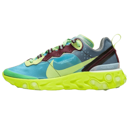 Undercover x Nike React Element 87 Blue Volt — UK 3 | EU 35.5 | US 3.5 — Front View