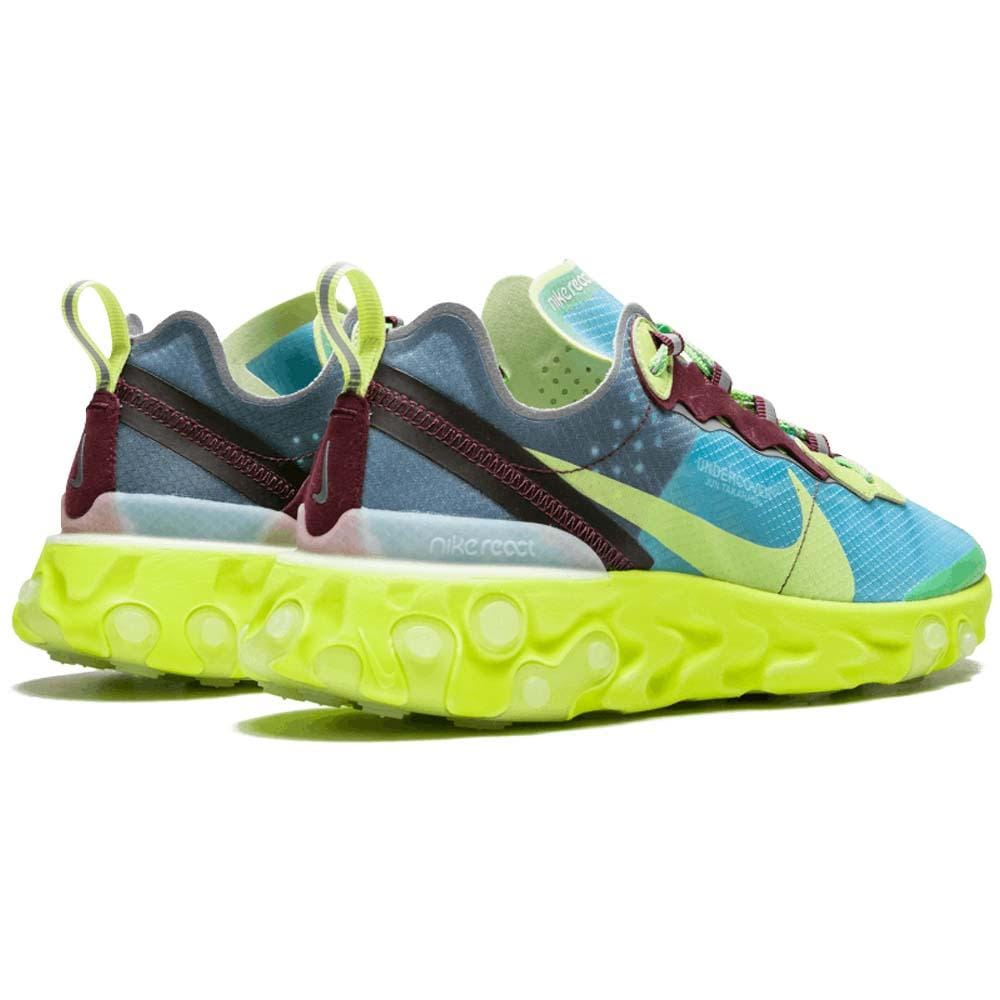 Undercover x Nike React Element 87 Blue Volt — UK 3 | EU 35.5 | US 3.5 — Back View