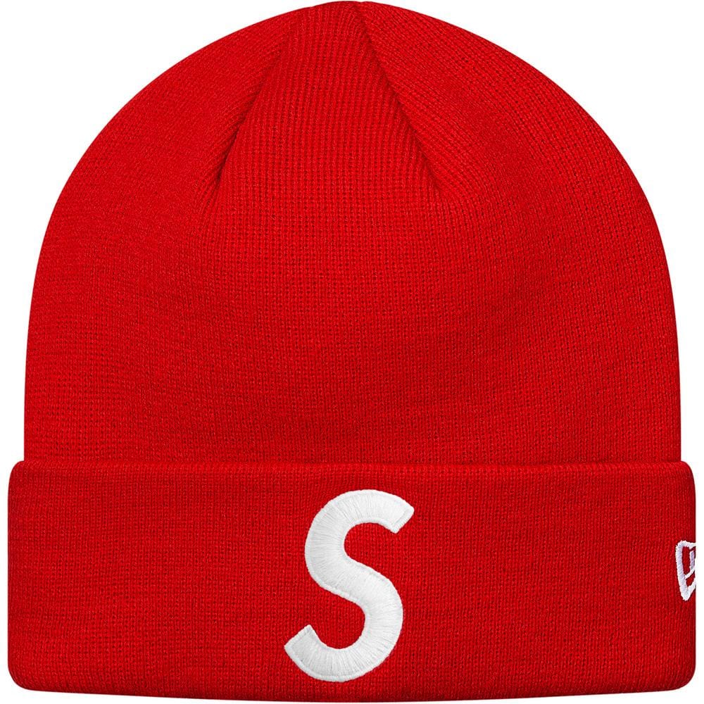 Supreme New Era S Logo Beanie Red — Front View