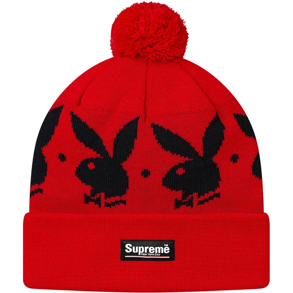 Supreme Playboy Jacquard Beanie (FW17) - Red — Front View