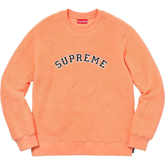 Supreme Polartec Deep Pile Crewneck Peach — XXS — Front View
