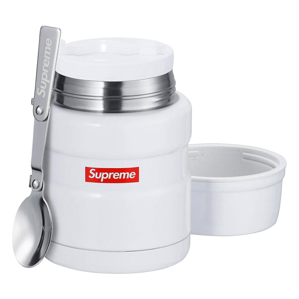 Supreme Thermos Stainless King Food Jar and Spoon White — Front View