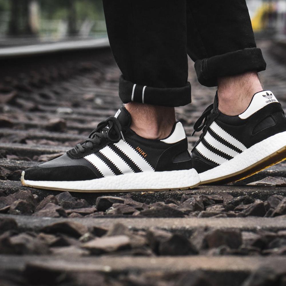 adidas Iniki Runner Core Black-Gum — UK 3.5 | EU 36 | US 4 — Back View