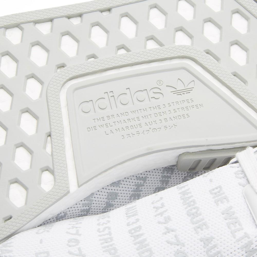 Adidas NMD_R1 White Blackout-Whiteout — UK 3.5 | EU 36 | US 4 — Lifestyle View