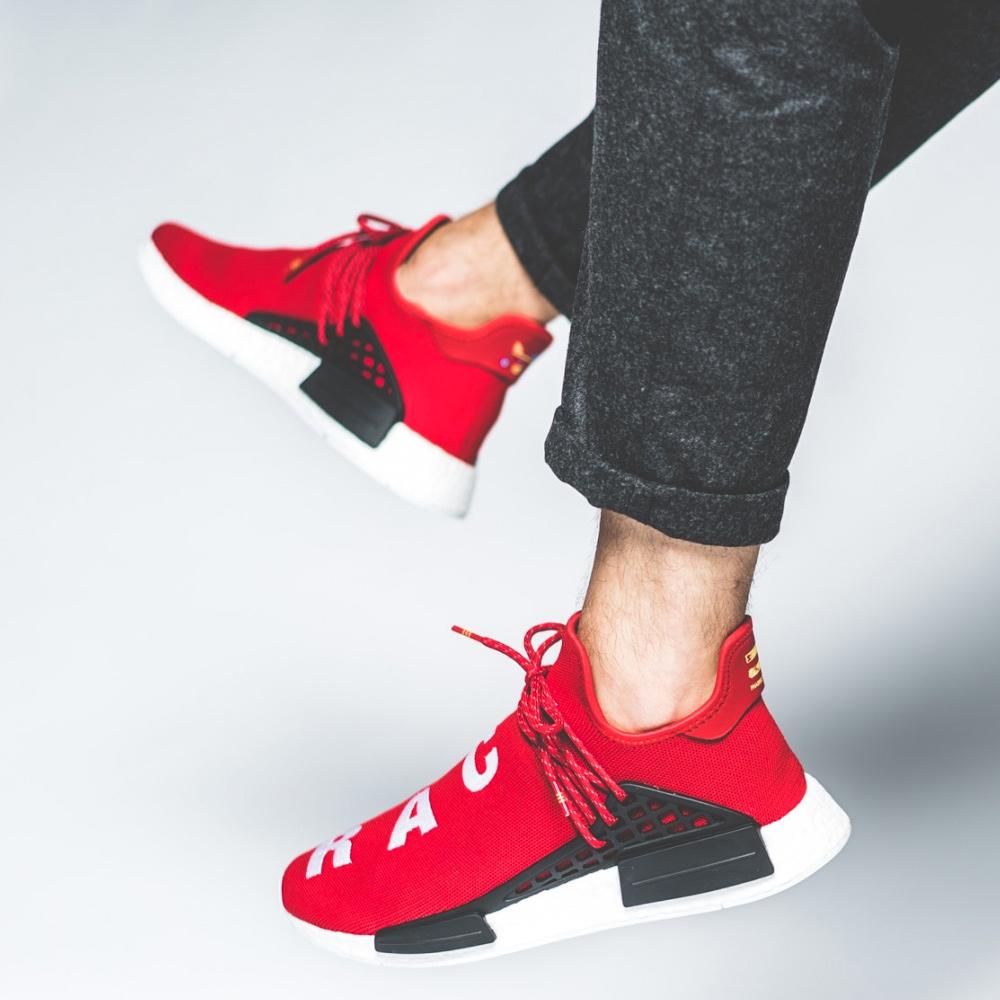 Pharrell Williams x adidas NMD HU  Scarlet — UK 3.5 | EU 36 | US 4 — Side View