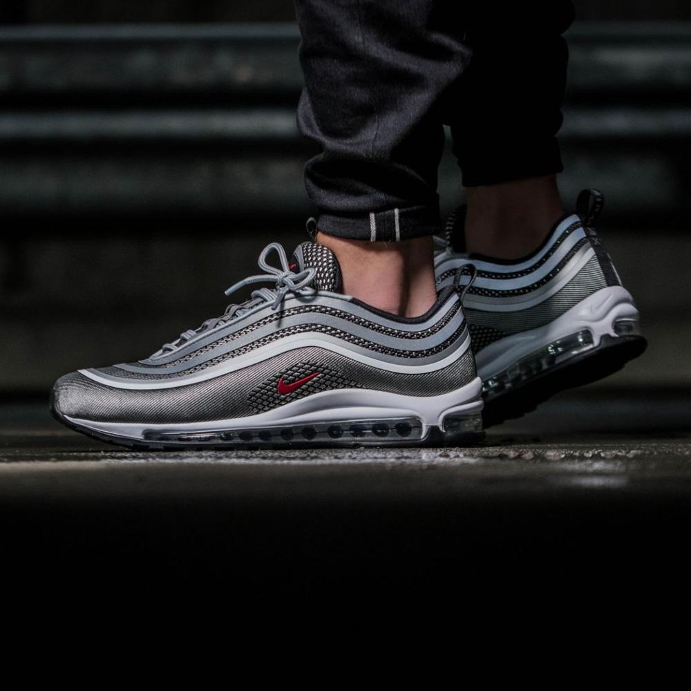 Nike Air Max 97 Ultra Metallic Silver-Varsity Red — UK 3 | EU 35.5 | US 3.5 — Lifestyle View