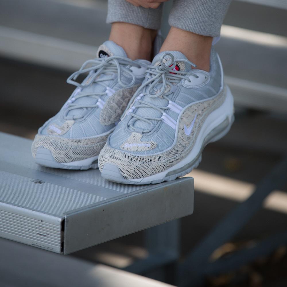 Nike x Supreme Air Max 98 'Cream-Reflect Silver' — UK 3 | EU 35.5 | US 3.5 — Lifestyle View