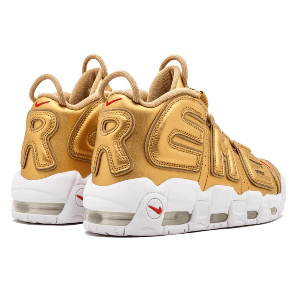 Supreme x Nike Air More Uptempo "Metallic Gold" — UK 3 | EU 35.5 | US 3.5 — Back View