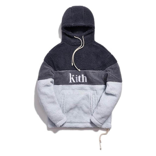 Kith Sherpa Double Pocket Hoodie Pearl Blue — XXS — Front View
