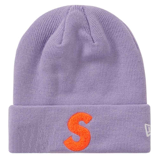 Supreme New Era S Logo Beanie (FW 19) Light Violet — Front View