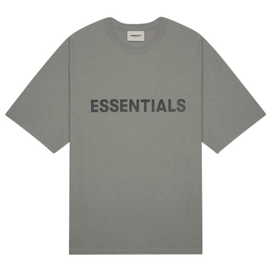 FEAR OF GOD ESSENTIALS 3D Silicon Applique Boxy T-Shirt Gray Flannel/Charcoal — XXS — Front View