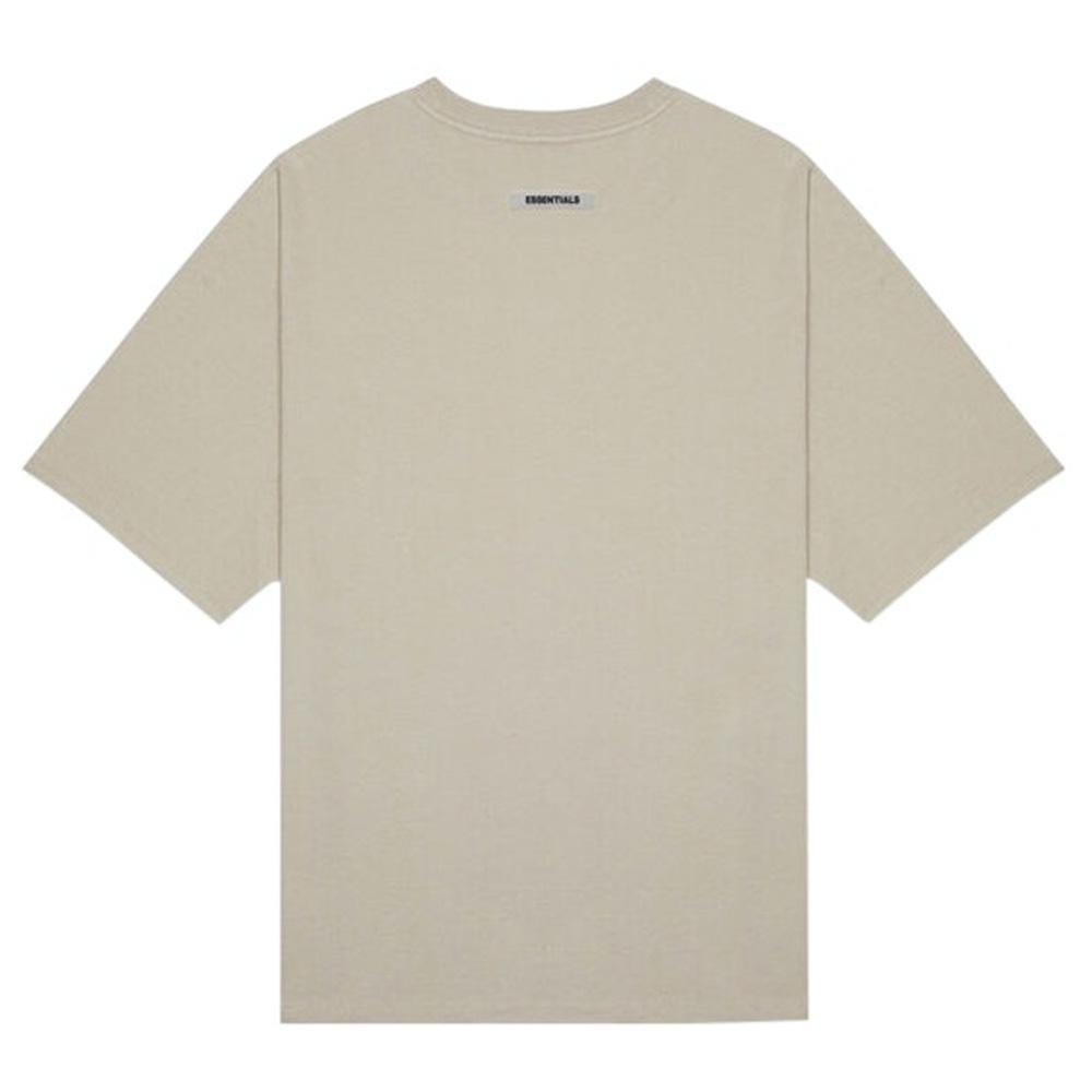 FEAR OF GOD ESSENTIALS 3D Silicon Applique Boxy T-Shirt Oatmeal Heather/String/Tan — XXS — Side View
