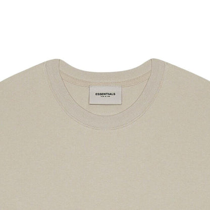 FEAR OF GOD ESSENTIALS 3D Silicon Applique Boxy T-Shirt Oatmeal Heather/String/Tan — XXS — Back View