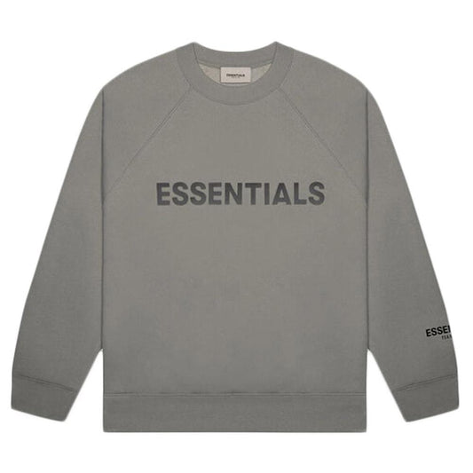 FEAR OF GOD ESSENTIALS 3D Silicon Applique Crewneck Gray Flannel/Charcoal — XXS — Front View