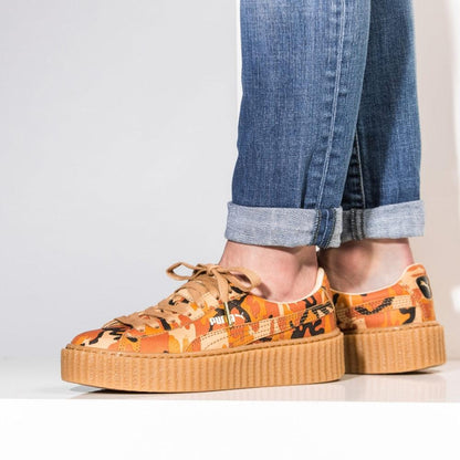 Rihanna x PUMA Suede Creeper Orange Camo — UK 3 | EU 35.5 | US 5.5 — Top View