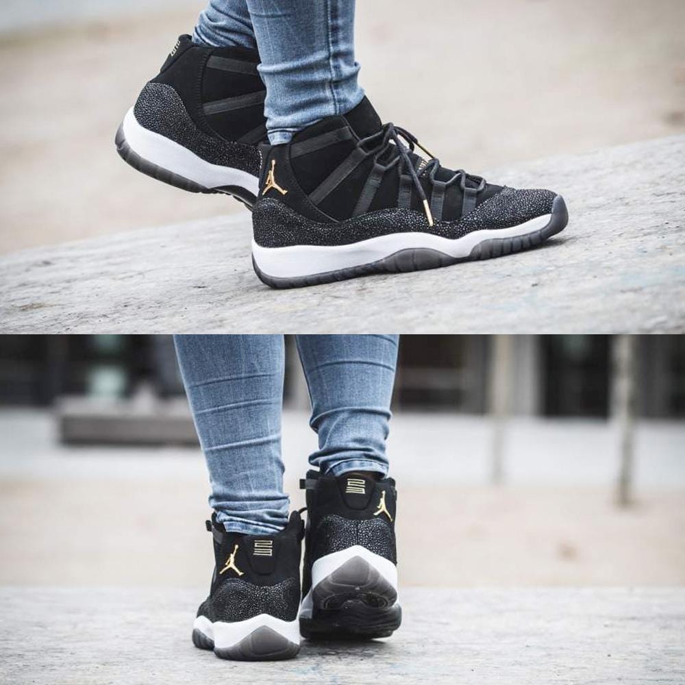 Air Jordan 11 HC Heiress GG Black-Metallic Gold — UK 3 | EU 35.5 | US 3.5 — Lifestyle View