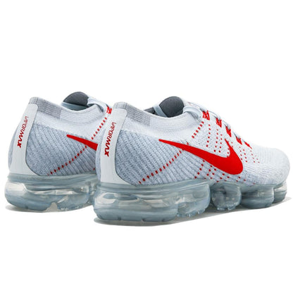 Nike Air Vapormax Flyknit Pure Platinum-University Red — UK 3 | EU 35.5 | US 3.5 — Top View