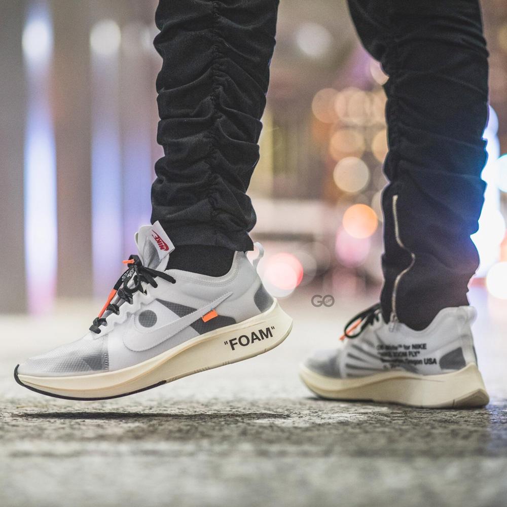 OFF-WHITE x Nike Zoom Fly "White-White-Muslin" — UK 3 | EU 35.5 | US 3.5 — Lifestyle View