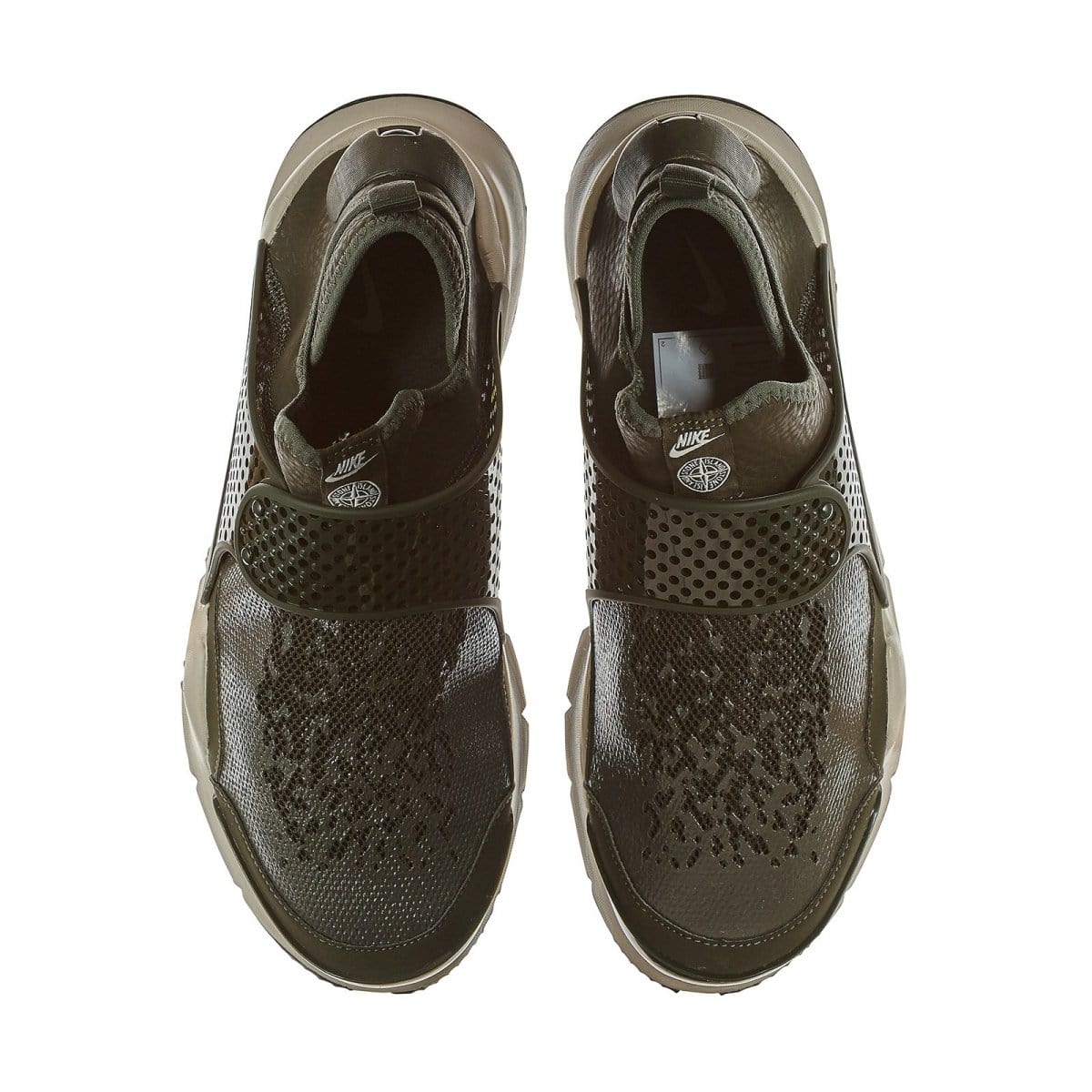 Nike x Stone Island Sock Dart Mid - Sequoia & Light Orewood — UK 3 | EU 35.5 | US 3.5 — Back View